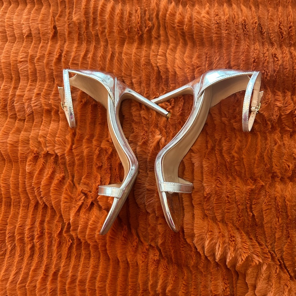 Silver strappy heels